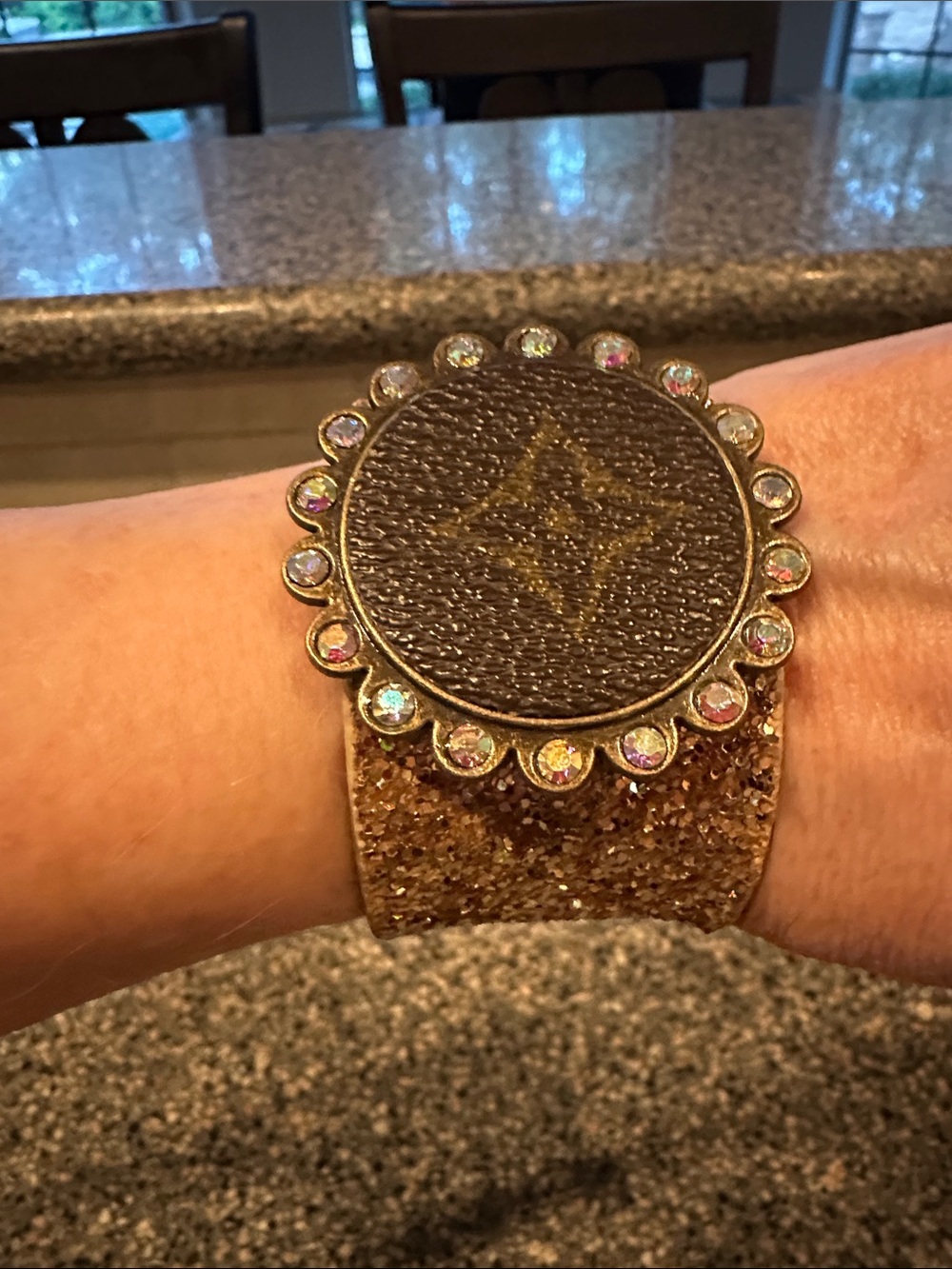 Keep it Gypsy Gold and Brown Leather Statement Cuff Bracelet - Picture 2 of 7